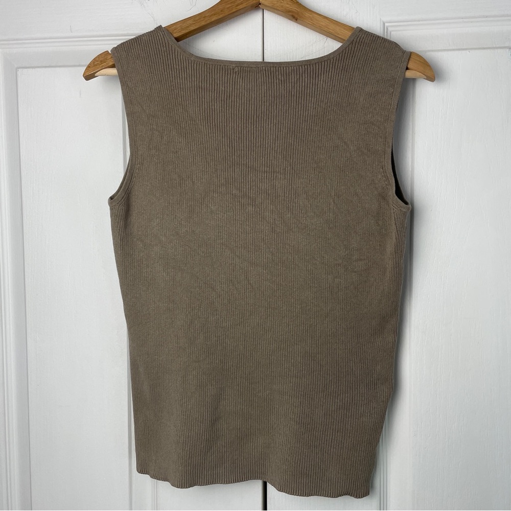SILK Blend Ribbed Tank CHICO’S Classic Neutral - Picture 3 of 5